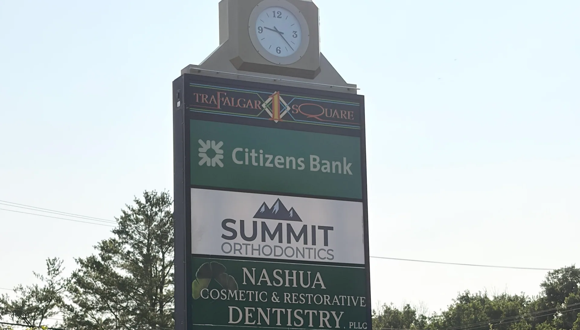Summit Orthodontics sign at Trafalgar Square in Nashua